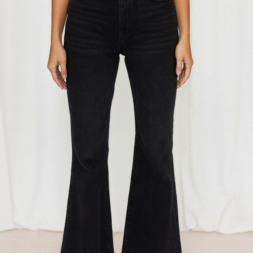Back to school: NWT Flare Black jeans Brand New waist 28 hip 37, 31 Inseam